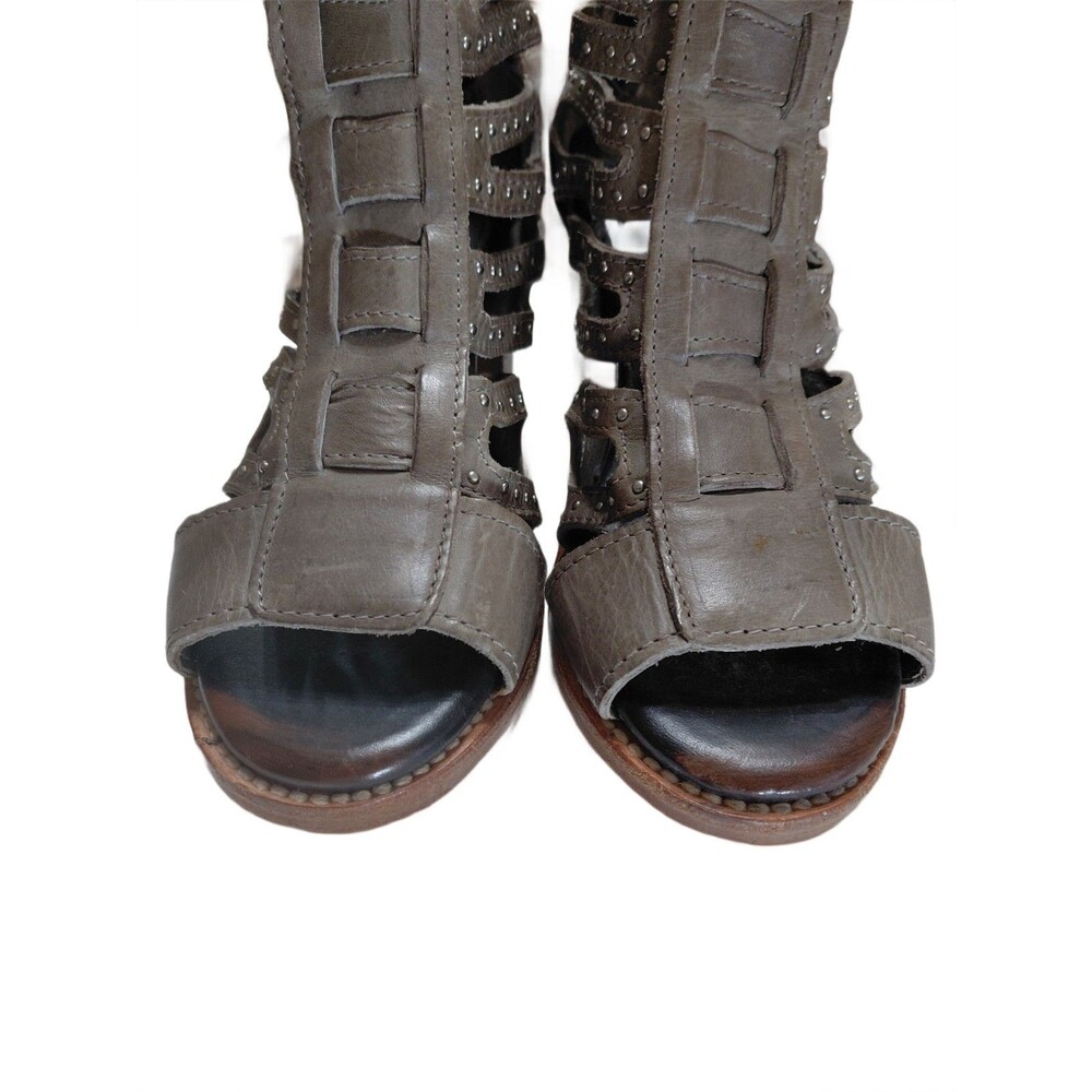Freebird By Steven Gladiator Bootie Size 7 Lotus Taupe Leather Block Sandal - Picture 3 of 12
